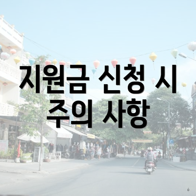 지원금 신청 시 주의 사항