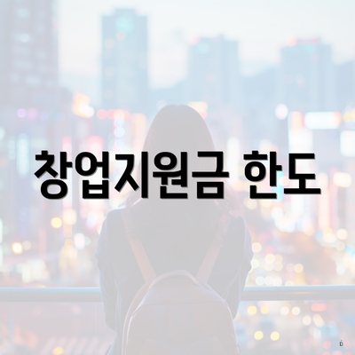 창업지원금 한도