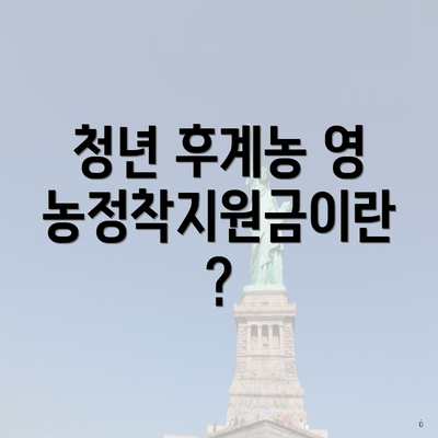 청년 후계농 영농정착지원금이란?