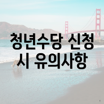 청년수당 신청 시 유의사항