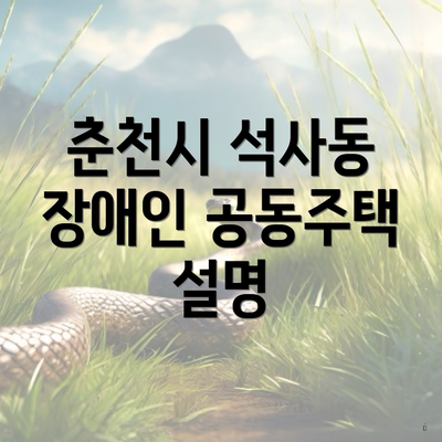 춘천시 석사동 장애인 공동주택 설명
