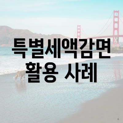 특별세액감면 활용 사례
