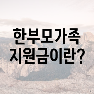 한부모가족 지원금이란?