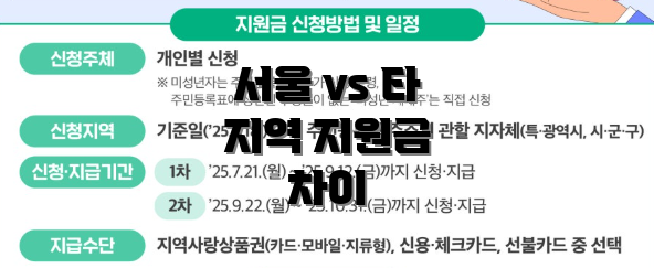 서울 vs 타 지역 지원금 차이